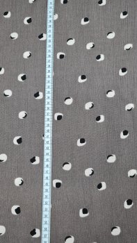 Viskose- Crepe weiss schwarze Dots auf grau